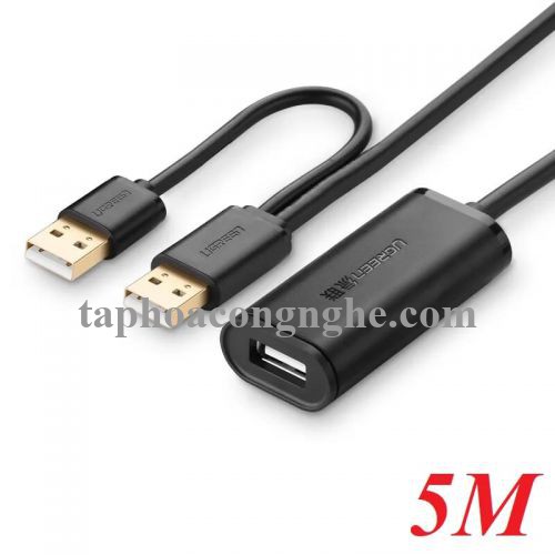 Ugreen 20213 5M màu Đen Cáp tín hiệu nối dài USB 2.0 có chip khuếch đại hỗ trợ nguồn USB US137 30020213